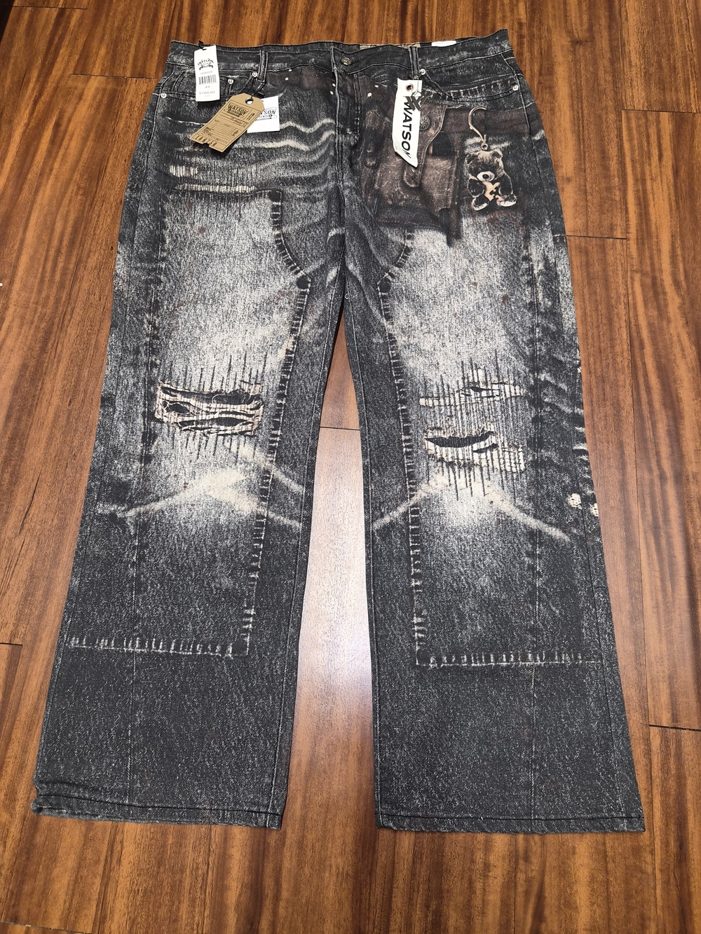Relaxed Distressed Black Wash Men’s Jeans